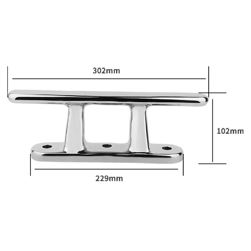 Durable 316 Stainless Steel Deck Marine Bollard Yacht Mooring Cleat Corrosion Resistant for Yacht Truck RV Boat Accessories 12 inch