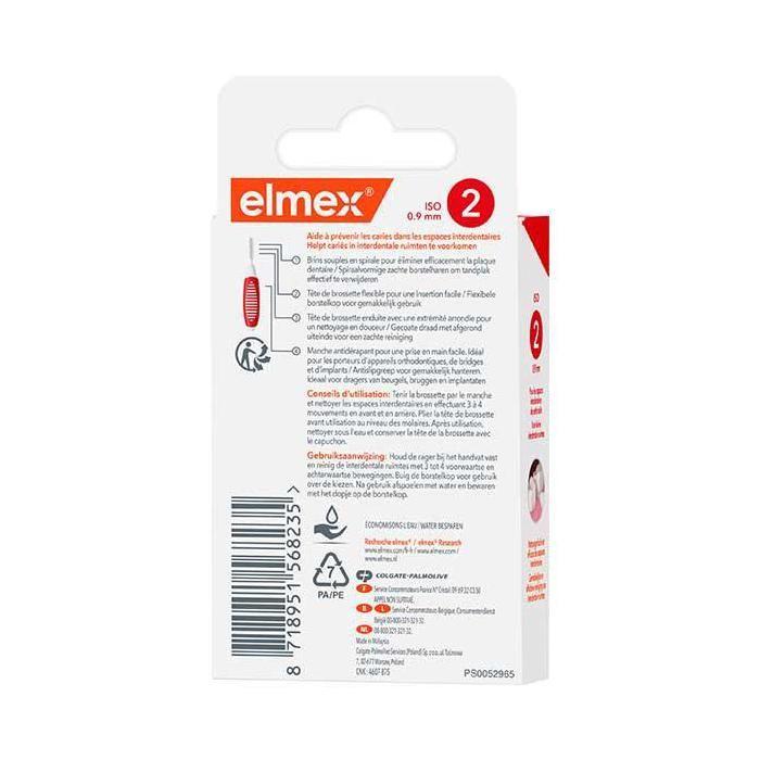 Elmex - Brossettes interdentaires Taille 2 - 0,9mm - Pack de 8 brossettes
