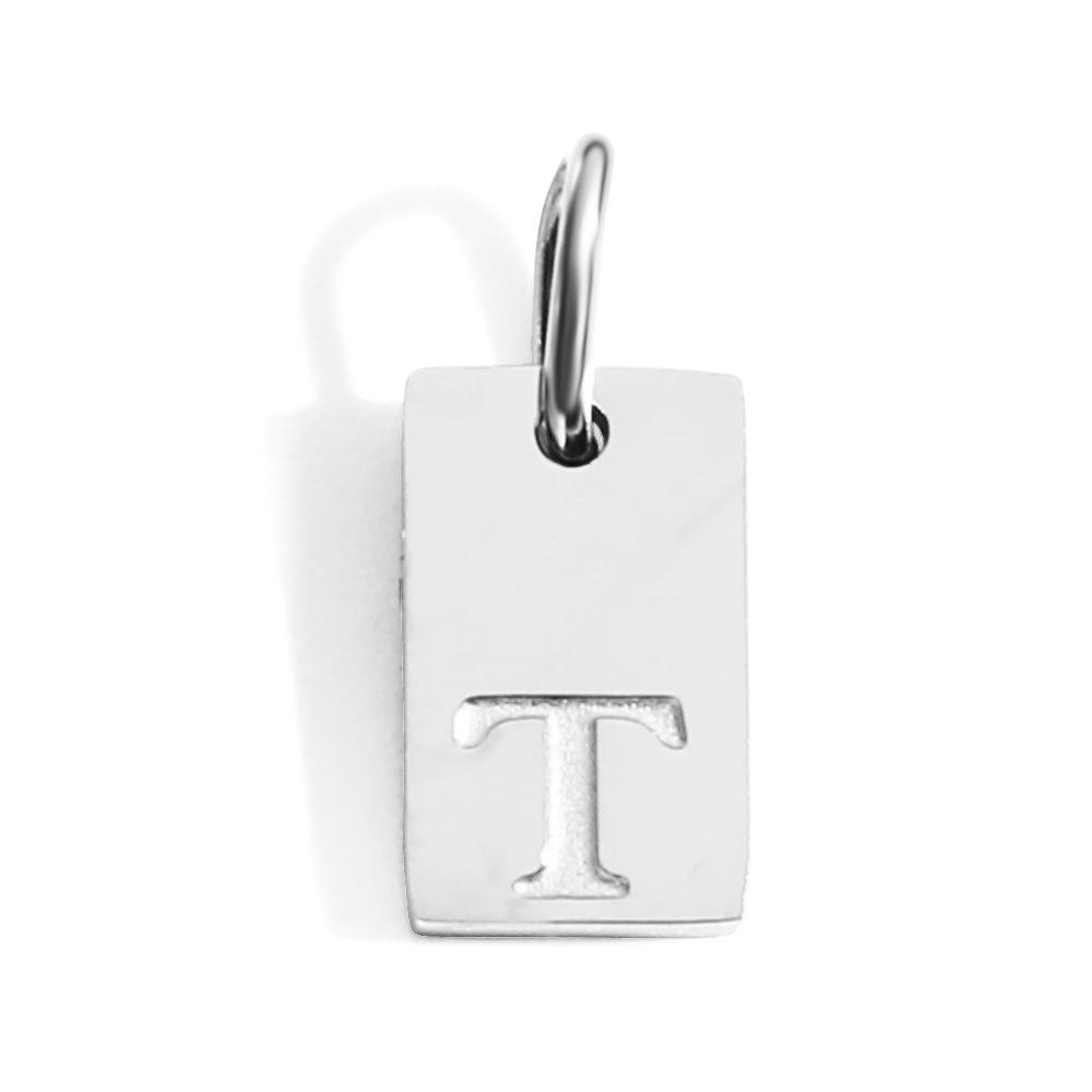 CARLIDANA Minimalist Letter Initial Jewelry Women Stainless Steel Gold Plated Rectangle Silver Color Alphabet Pendant Charm