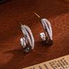 ZAKOL Niche Design Shiny Zircon Inlaid Stud Earrings for Women Fashion Sliver Gold Color CC-shaped Earring Accessories