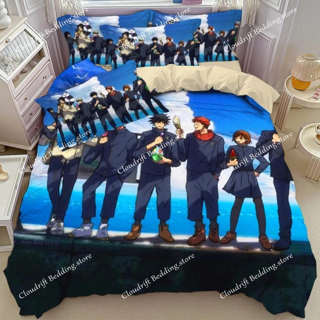 Set Biancheria da Letto Anime Giapponese Jujutsu Kaisen, Set Copripiumino Anime Giapponesi Famosi, Decorazione Camera da Letto per Adolescenti Bambini Regalo di Festa