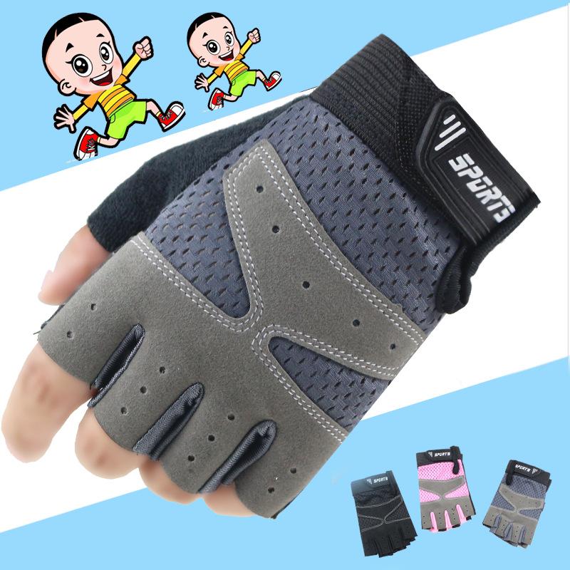 

Children s half-finger gloves outdoor fitness S size, children 6-10 years old, no more than 50kg сірий колір