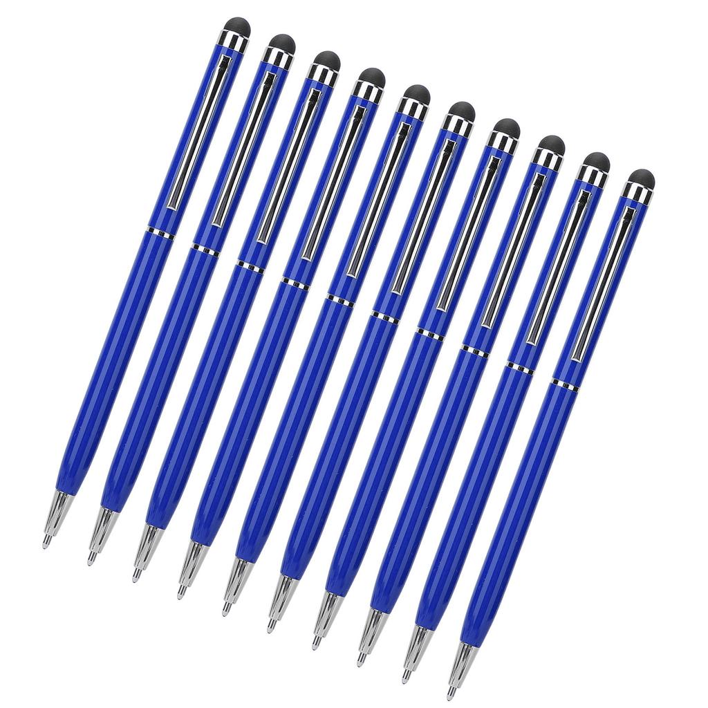 10 Adet Kalem 2'si 1 Arada Kapasitif Dokunmatik Ekran Tükenmez Kalemler Metal Bilgisayar AksesuarlarıMavi