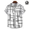 Moda Estiva Business Casual Camicia Casual a Maniche Corte da Uomo Stampa a Righe Abbigliamento Quotidiano da Uomo Top Oversize TAGLIA