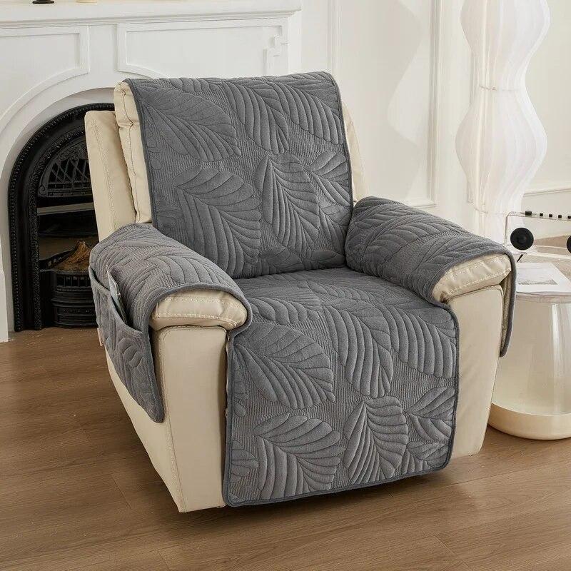 Coperture per Poltrona Reclinabile Jacquard con Foglie per Soggiorno Tinta Unita Tappetino per Divano per Animali Domestici e Bambini Protezione Antiscivolo Fodere per Divano Poltrona
