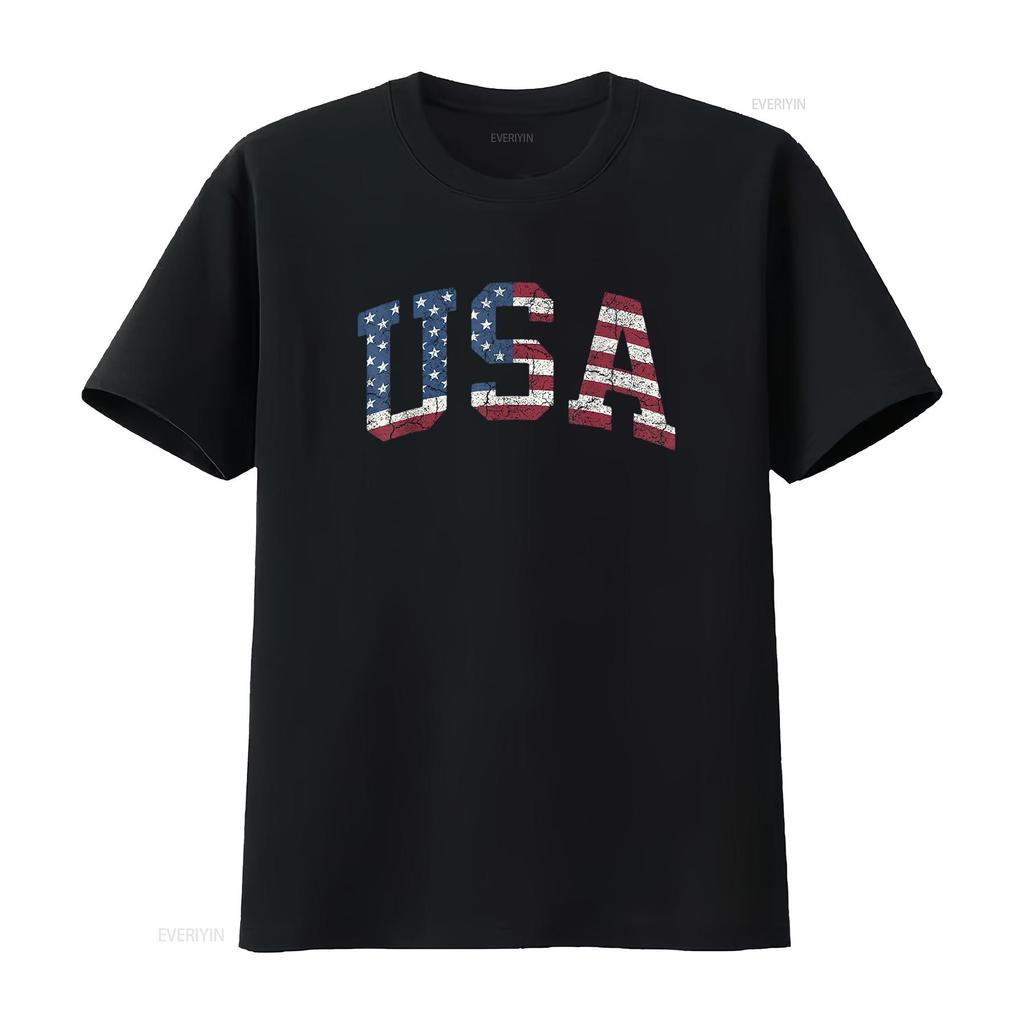 Usa T Shirt Women Patriotic American Flag Distressed Vintage Washed Stylish Slightly Comfortable Breathable Homme Casual