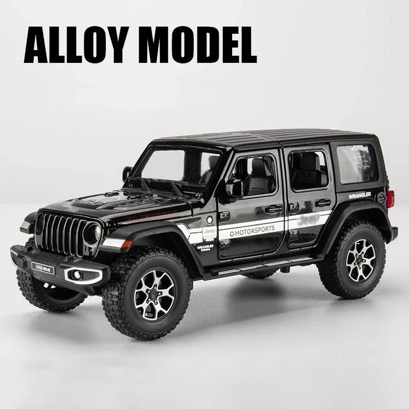 1/22 Jeeps Wrangler Rubicon Alloy Model Car Toy Diecasts Metal Casting Pull Back Sound and Light Car Toys for Children Vehicle