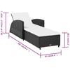 Sun Lounger with Cream Colored Cushion Poly Rattan in Black