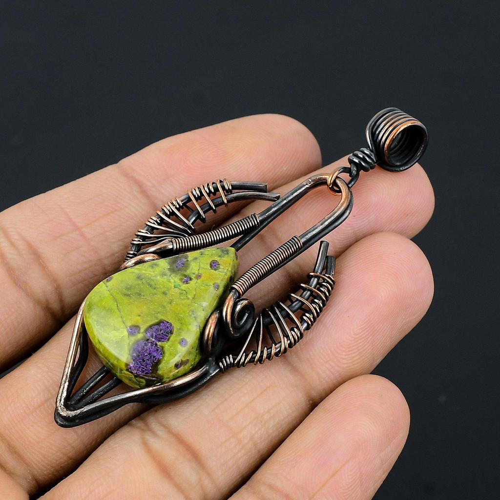 Stichtite Handmade Gemstone Pendant, 999 Copper Wire Wrapped Pendant Antique Jewelry, For Engagement Gift