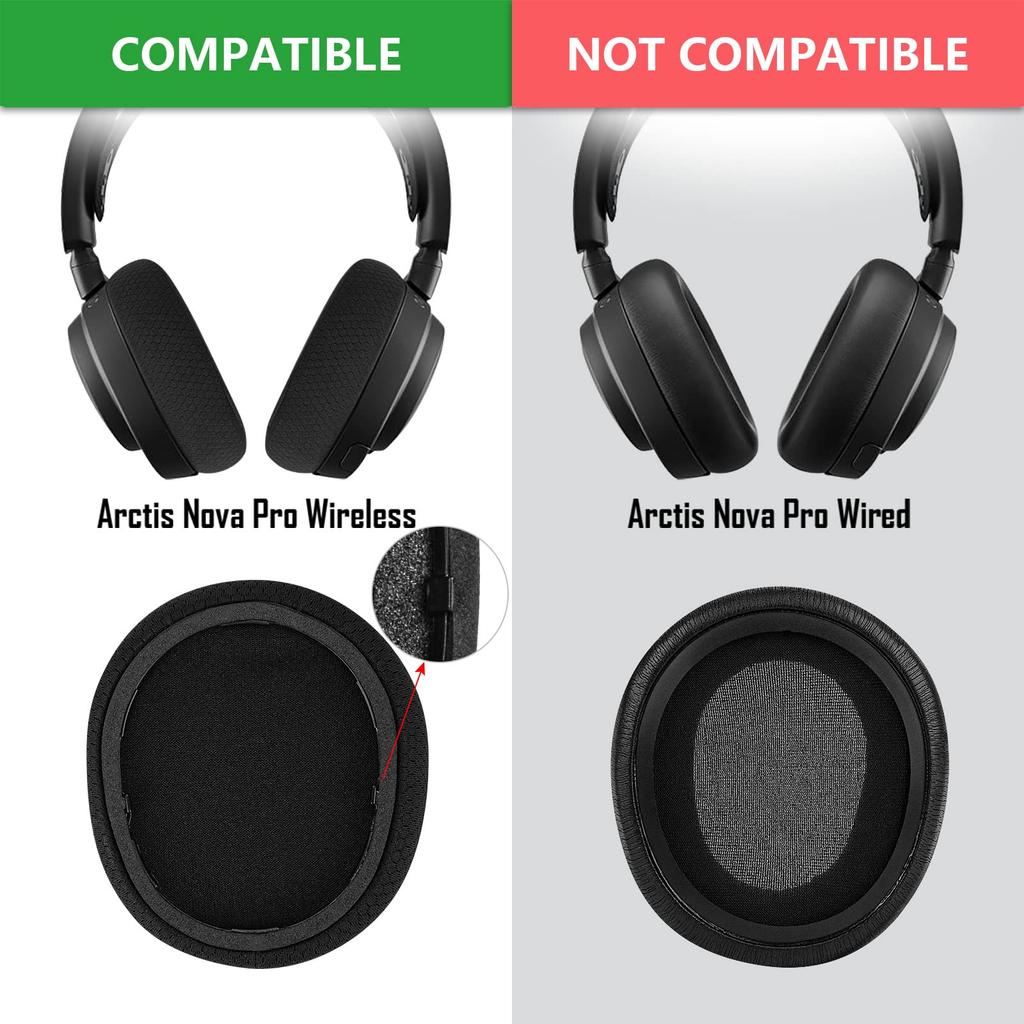 Geekria Comfort Ear Pads, Compatible with SteelSeries Arctis Nova Pro Wireless and Nova Elite Headphones, Ear Pads/Ear Cups (Mesh Fabric/Black)