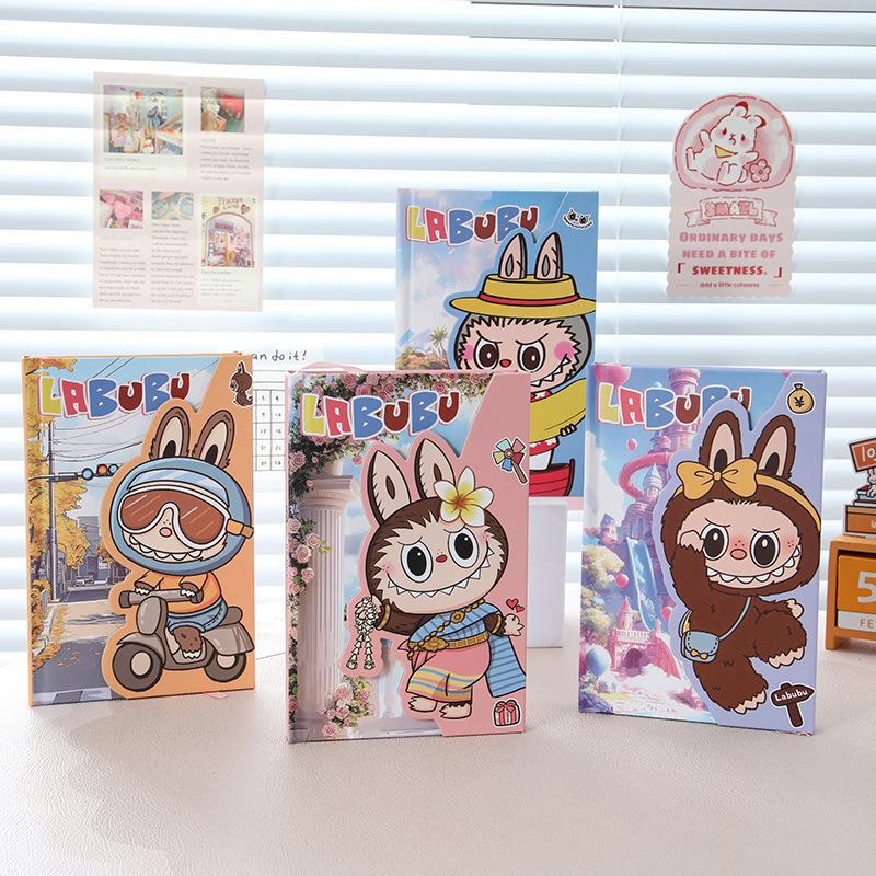 A6 Cartoon Cloth Notebook Magnetic Folding A6 Hard Shell Hardcover Color Page Hand Account Notepad Cute