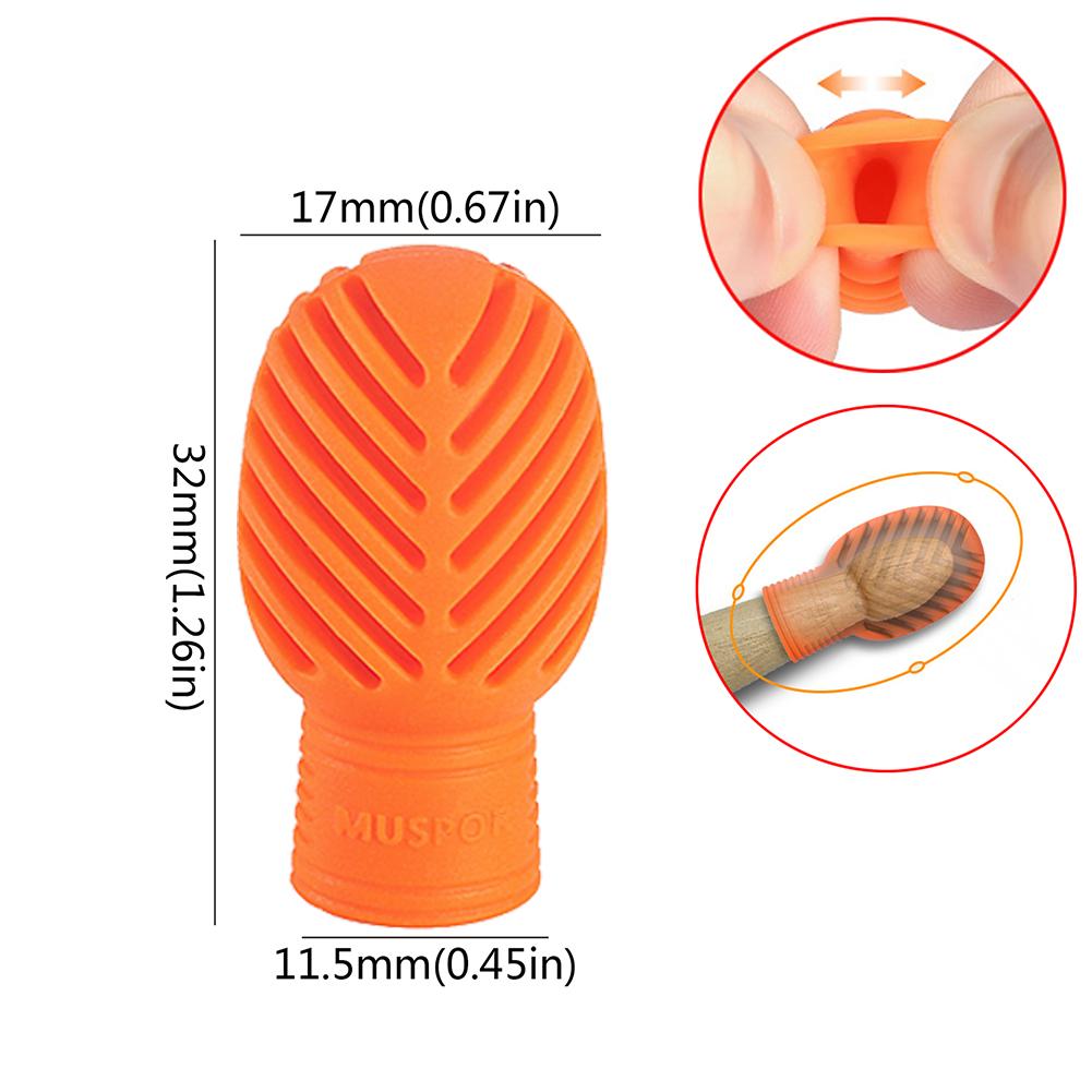 T0# 4PCS Silicone Drum Mute Drumstick Silent Tip Drum Dampener (2 Orange 2 Grey)