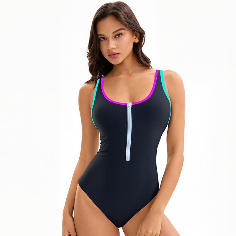Multicolor Sexy Swimsuit Women's Color Block Backless Triangle Swimsuit