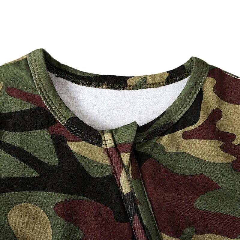 0-6M Baby Jungen Mädchen Bodys Camouflage Strampler Und Stirnband Anzüge Frühling Herbst