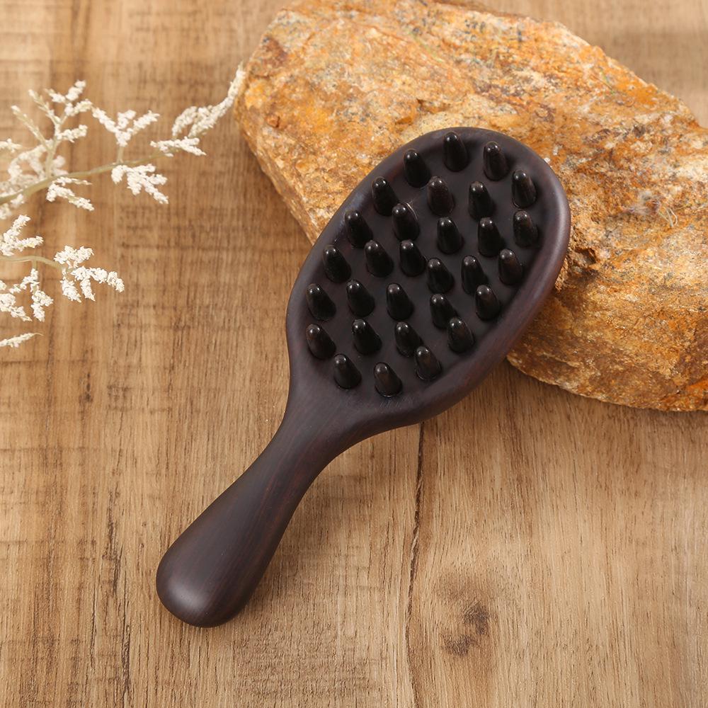 Custom Engraved Sandalwood Head Massager Comb for Long Hair
