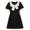 Plus Size French Bow Slimming Dress for Pear-Shaped Women - Niche Design Skirt