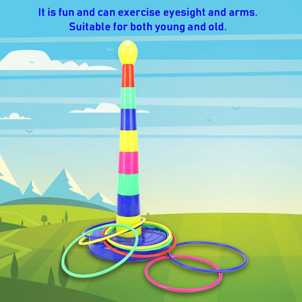 1 Set Pillars 8 Sets Rings Ringtoss Game Toys Parent Child Indoor Interactive Game(Ring Toss )