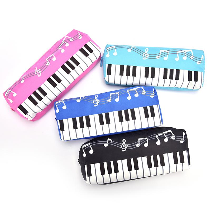 Music Notes Piano Keyboard Pencil Case Pen Bags Large Capacity Stationery Office