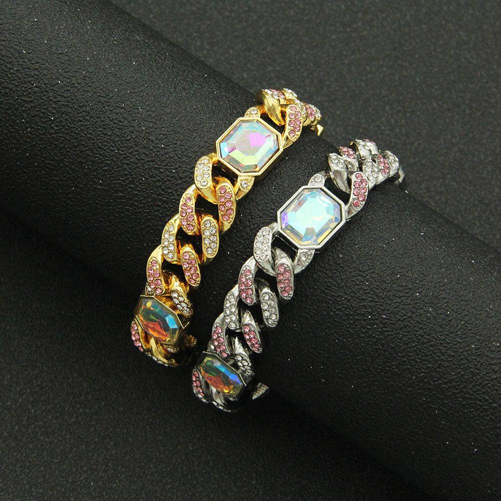 Europe And The United States Exaggerated Colorful Zircon Chain Hipster Necklace Hip -Hop Hip -Hop Wear Zircon Domineering Men 'S Jewelry .