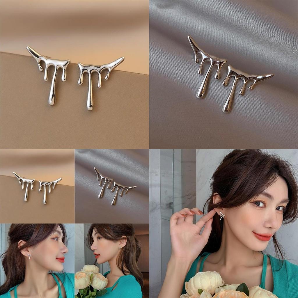 Stylish Silver Plated Asymmetric Earrings For Women Trendy Geometric Teardrop