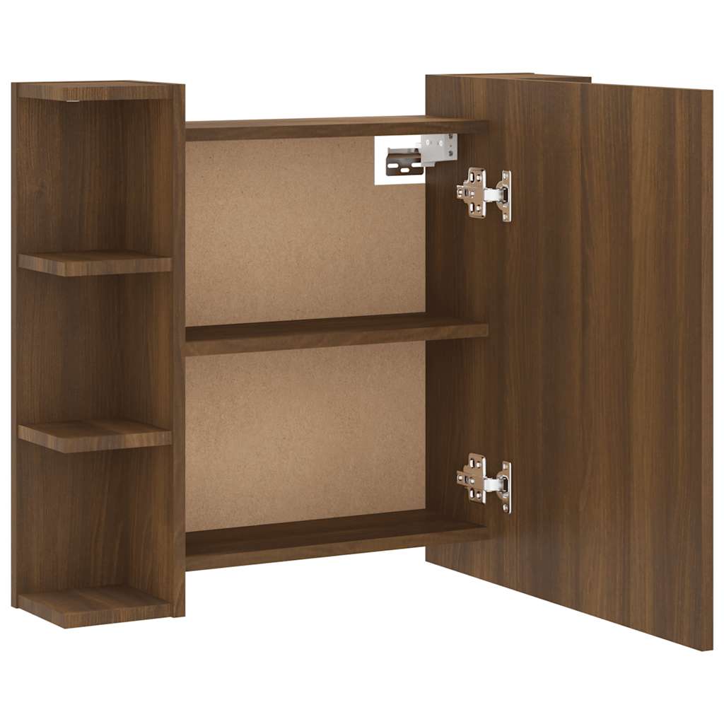 LED Mirror Cabinet in Brown Oak Effect 70 x 16.5 x 60 cm