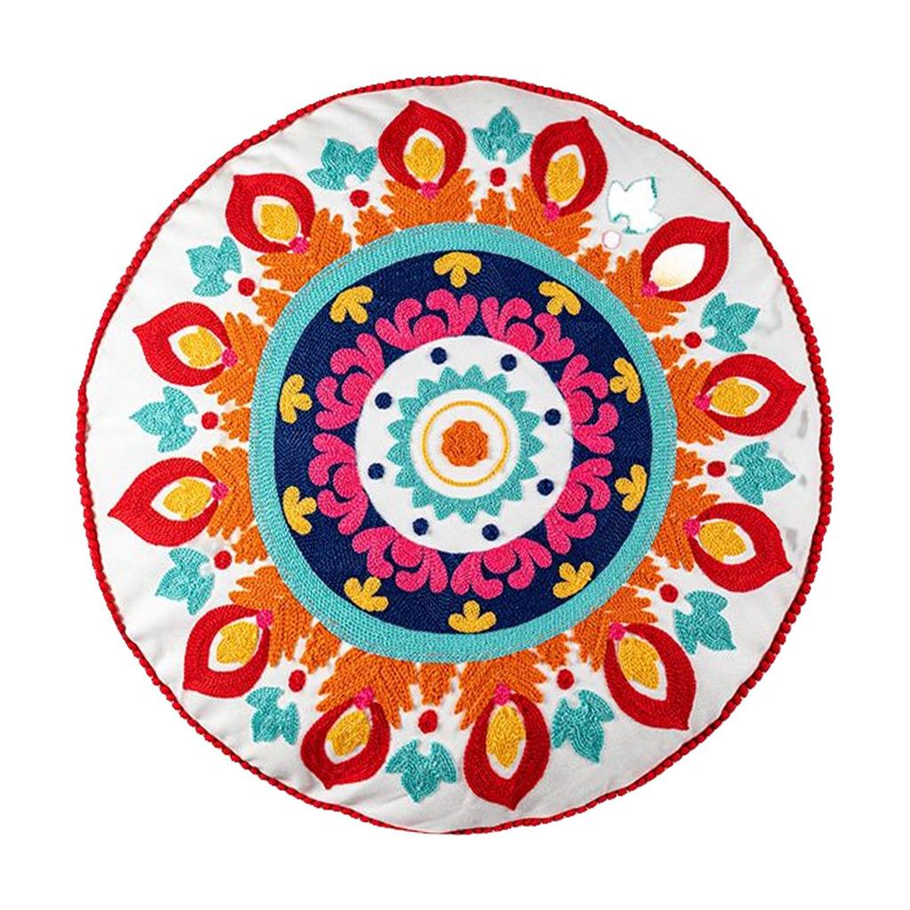 Round Floor Outdoor Cushion Cover 45cm Mandala Meditation Pillows Case Indian Tapestry