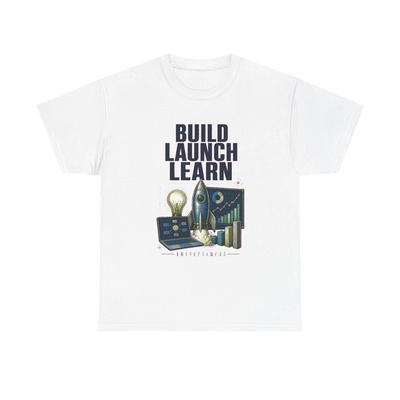Entrepreneur Shirt, Build Launch Learn Graphic Tee, Entrepreneur Gift, Colorful Vintage Career T-Shirt