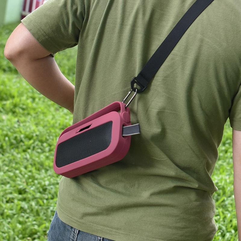 Soft Silicone Case for Bluetooth-compatible Speaker Travel Carry Protective with Shoulder Strap Protective Skin