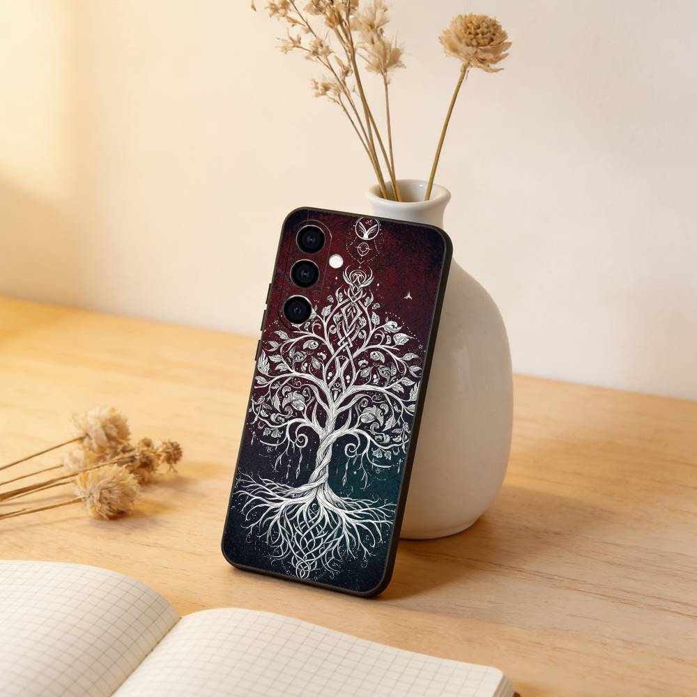Tree of life Yggdrasil Phone Case For Samsung Galaxy A73,A72,A71,A70,A53,A52,A51,Soft Silicone Black Cover
