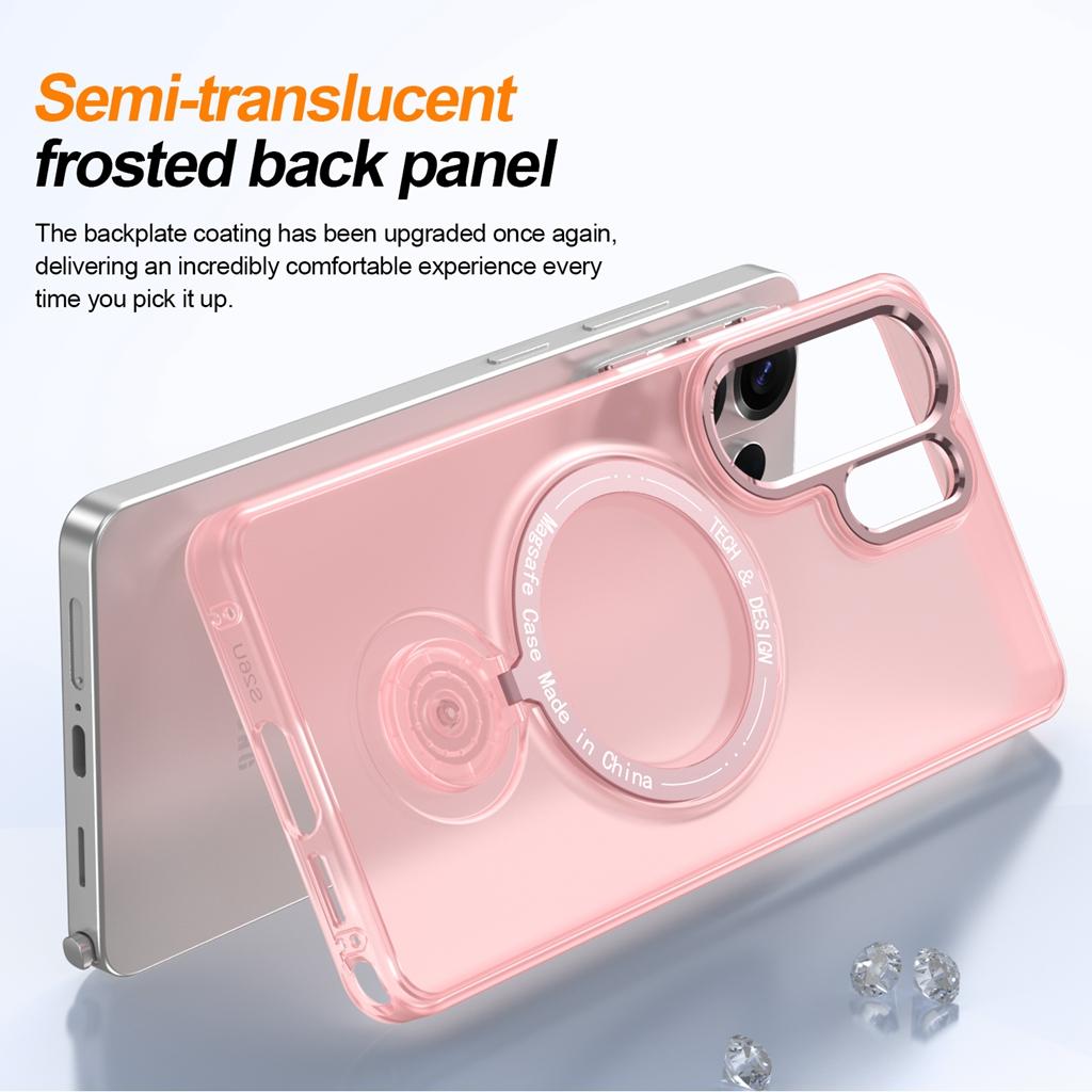 360° drehbarer magnetischer Ständer, halbtransparente, mattierte, stoßfeste Handyhülle für Samsung Galaxy S26 Ultra S25 S24 Plus