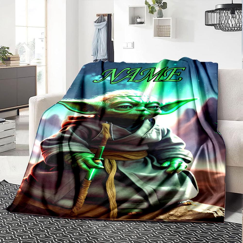Customiz Name Personality Yoda Blanket Soft &Warm Sofa Office Bed Travel Lunch Break Blanket, Gift Suitable All Seasons
