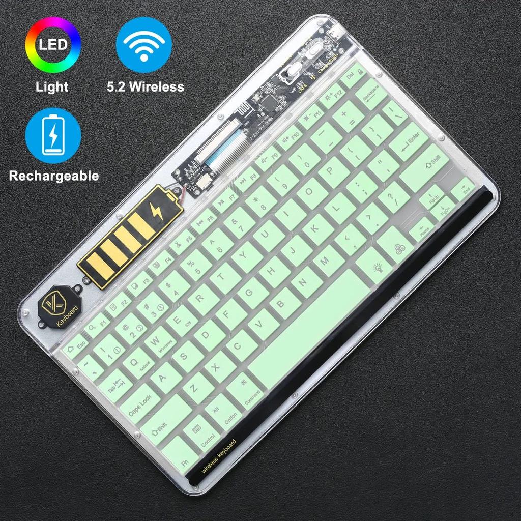 Ultra-Slim Rechargeable Bluetooth Keyboard Multi-Device Stable Connection for iPad iPhone Mac Android Windows-Wireless Keyboard