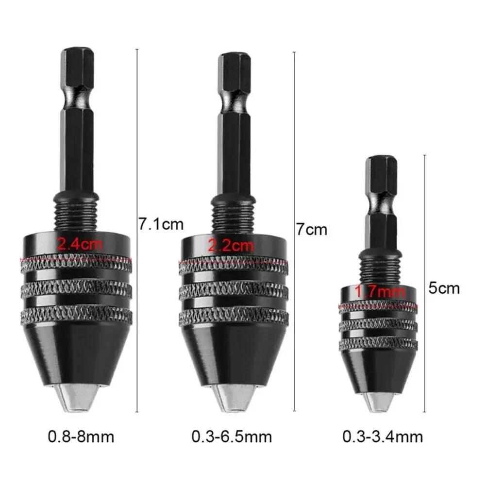 Keyless Drill Chuck 1/4 Inch Hex Shank Quick-Change Converter Aluminum Alloy Sturdy Versatile Compatibility Secure Bit Locking