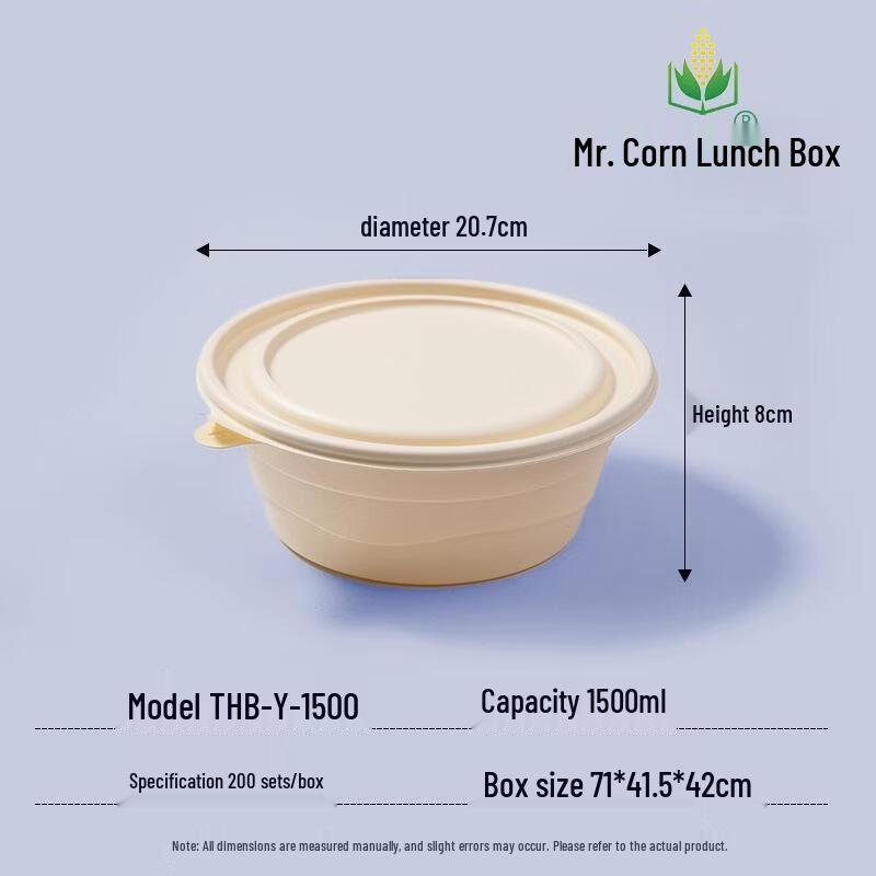 Biodegradable Corn Starch Round Takeaway Bowl