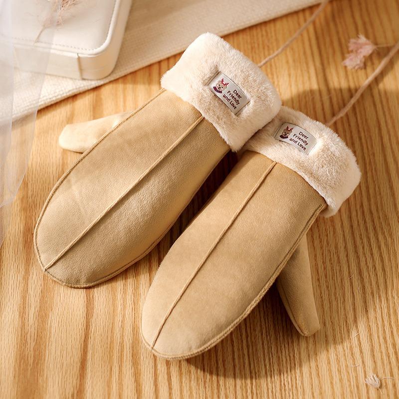 

Новые женские замшевые плюшевые перчатки с креплением на шею, зимние теплые ветрозащитные перчатки для катания на лыжах, холодные студенческие варежки, рождественские подарки One Size верблюд