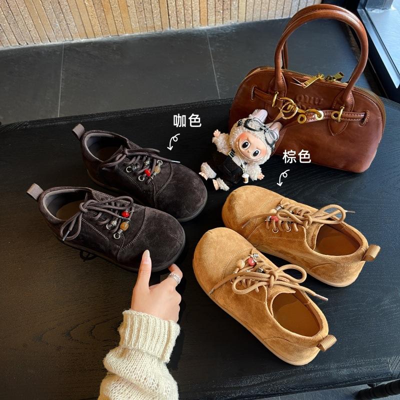 Height increase within 5 cm Boken shoes women's 2025 autumn comfortable retro small casual bread shoes beaded single shoes~