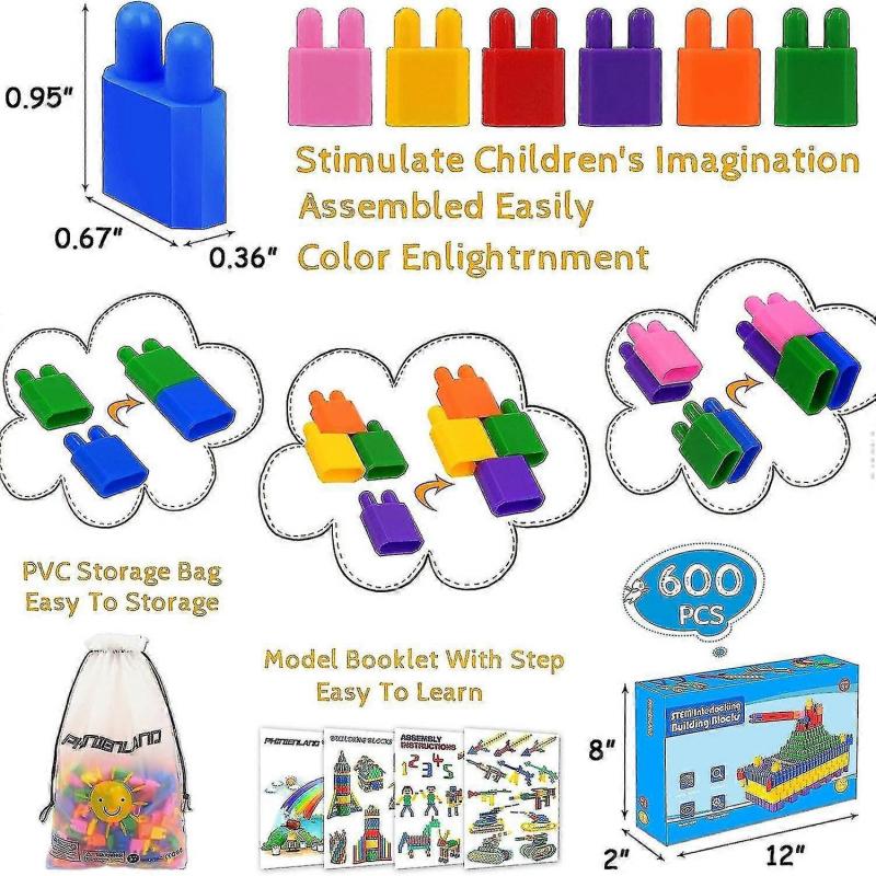 600-Piece Building Blocks Set - STEM Learning Playset for Preschool & Kindergarten Kids
