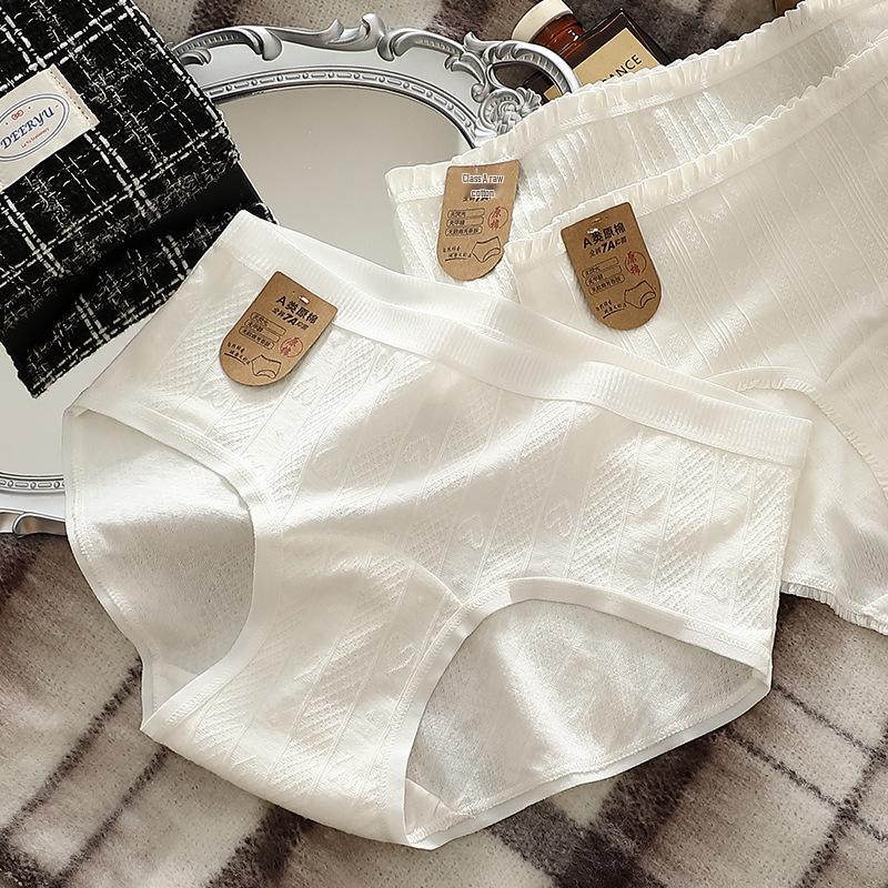 Class A Girls' Extra Long Cotton Crotch Briefs: Breathable, White Mid-Rise Triangle Panties