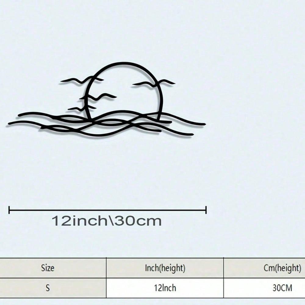 Vintage Iron Wall Art Coastal Ocean Waves Moon Seagulls Beach Home Decor Living Room Modern Rustproof