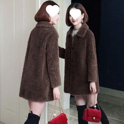 Women's Mid-Length Faux Lambswool Coat - Plus Velvet, Thickened, Granular Fleece for Middle-Aged & Elderly, Perfect Mom’s Winter Jacket.