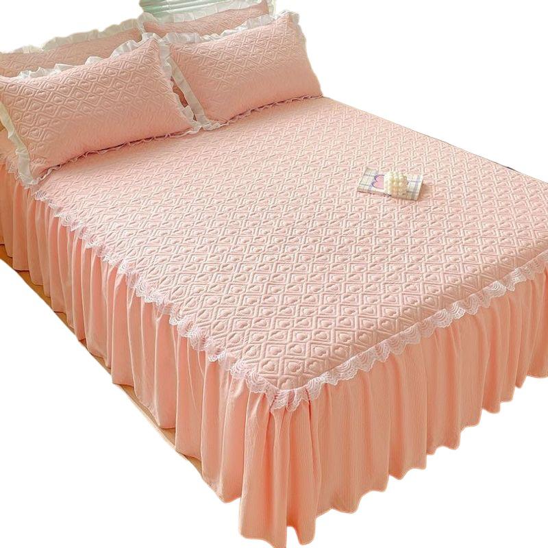 Four Seasons Universal Quilted Non-slip Korean Lace Mattress Protector and Bed Skirt.