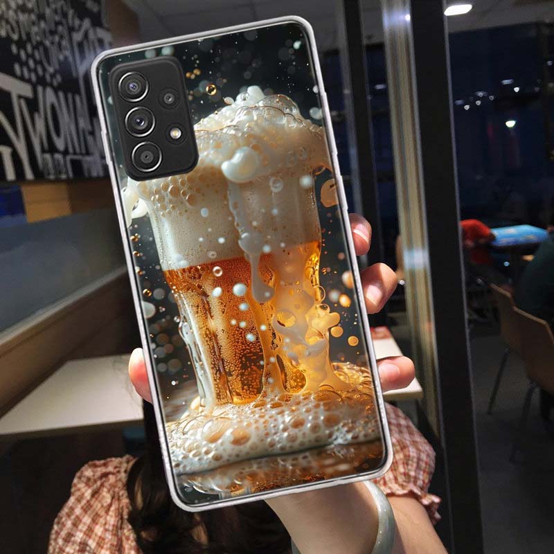 A Fresh Cold Beer Phone Case For Samsung A15 A25 A35 A55 Galaxy A12 A22 A32 A52S A72 A05S A02S A42 J6 J4 A6 A7 A8 A90 A80 J8 A9