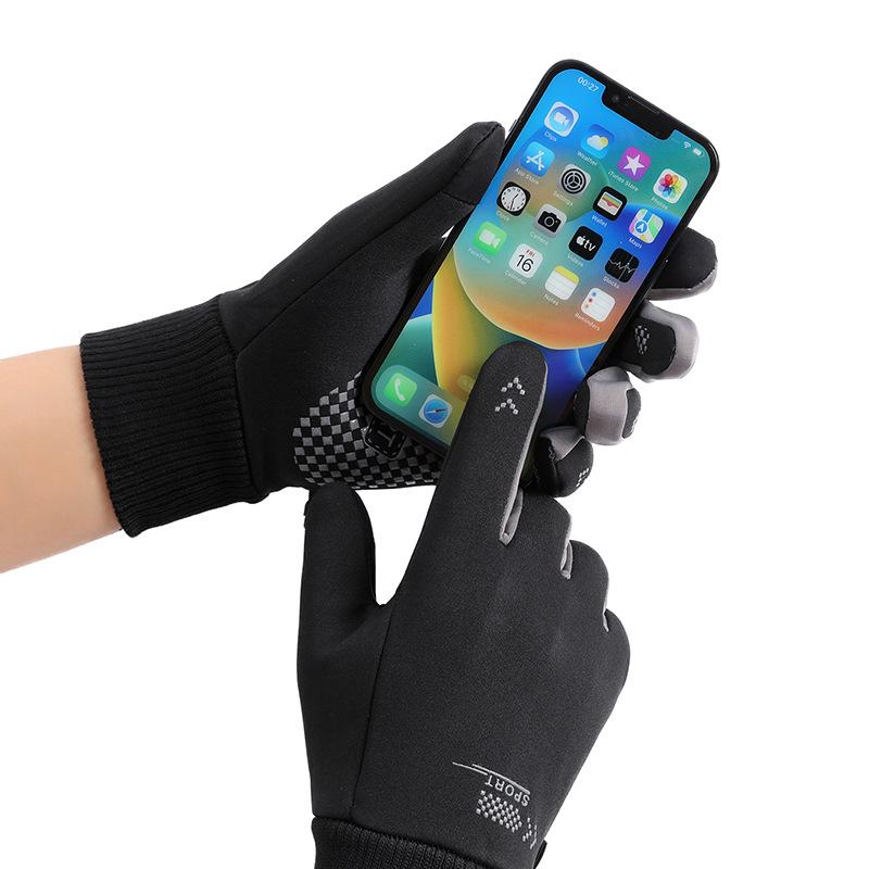 Autumn and Winter Warm Gloves for Women Outdoor Riding and Driving Anti Slip Men's Touch Screen Plus Velvet Windproof Waterproof Cold Proof Gloves