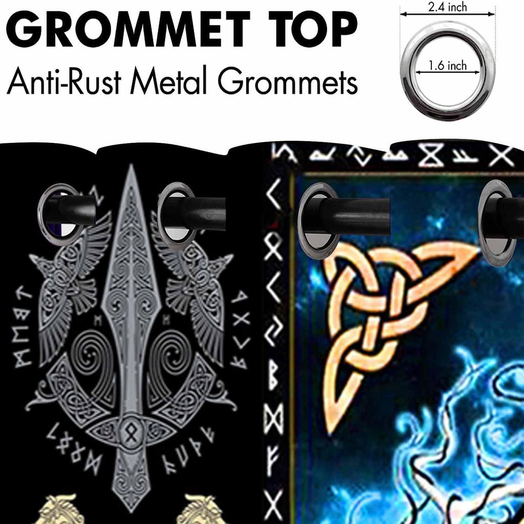 Viking Blackout Curta Scandinavian Pirate Totem Printed Curtain Room Darkening Ancient Mythology Tree of Life Window Treatments for Bedroom Living