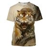 3D Tiger Pattern Printed Fashion T-shirt Tiger Element Printed Summer New Men's Personalized Cool Top Men's Fun T-shirt