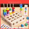 Wooden Five Column Building Block Bead Set For Kids Educational Brain Development Toy