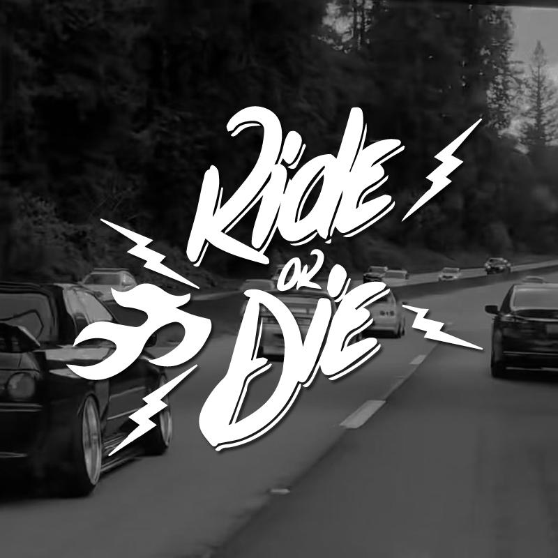 1PC Ride or Die Car Stickers Waterproof for Bumper Door Trunk Windows Rear Windshield Sunscreen Durable Auto Body Vinyl Decals