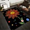 Colorful Mosaic Flower Design Carpet with Dotted Black Background Suitable for Use As an Anti-slip for Living Room Bedroom Sofas