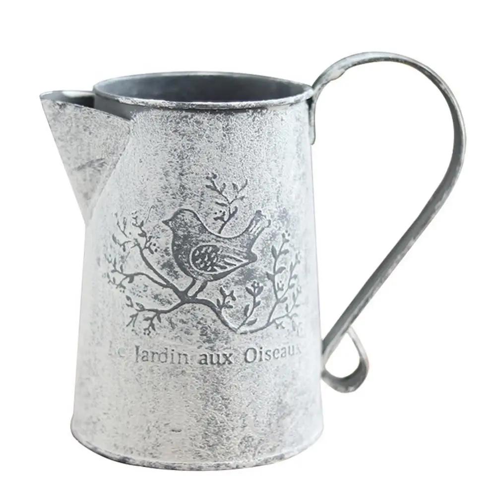 Retro Iron Vases Vintage Flower Vases Galvanized Sheet Style Metal Rustic Farmhouse Decorative Garden Flower Holder