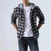 Chemise à carreaux à capuche manches longues pour homme Coupe ample Taille européenne